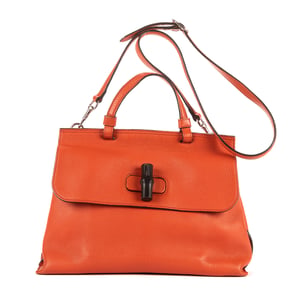 Gucci Bamboo Daily Top Handle  en Naranja Cuero de ternero