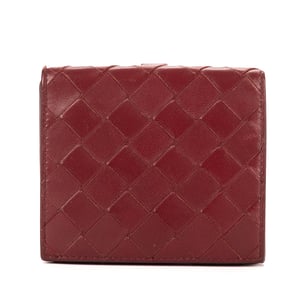 Bottega Veneta Bi-Fold Wallte  en Borgoña Cuero de ternero