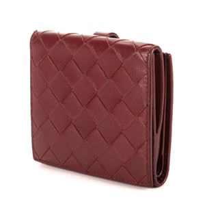 Bottega Veneta Bi-Fold Wallte  en Borgoña Cuero de ternero