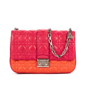 Christian Dior Lady Dior Tricolor Medium en Fuxia/Naranja/Rojo Cuero de ternero