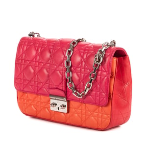 Christian Dior Lady Dior Tricolor Medium en Fuxia/Naranja/Rojo Cuero de ternero