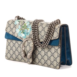 Gucci Blooms Dionysus Small en Beige/Azul Lienzo recubierto
