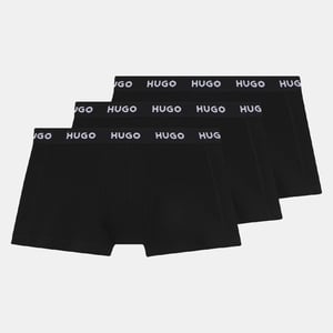 Pack de 3 bóxers con banda elástica de logo Hugo para hombre en negro