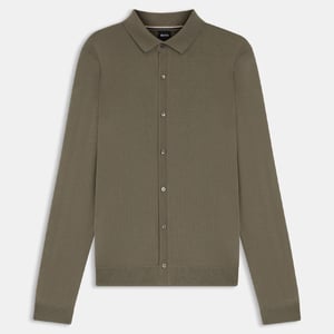 Camisa Regular Fit Helbert para Hombre de Boss en Lana Virgen en Marrón