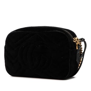 Bolso cruzado de terciopelo matelassé con cristales Mini Gg Marmont de segunda mano