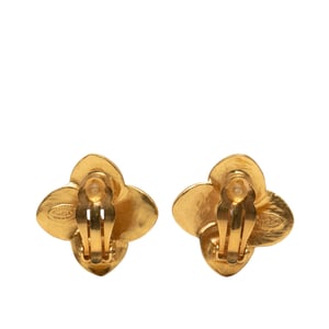 Pendientes de clip en forma de trébol de oro dorado de segunda mano