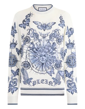 Round Neck Pullover Butterfly Tattoo
