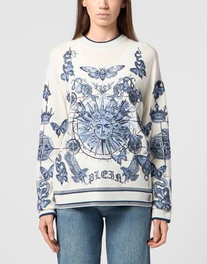 Round Neck Pullover Butterfly Tattoo
