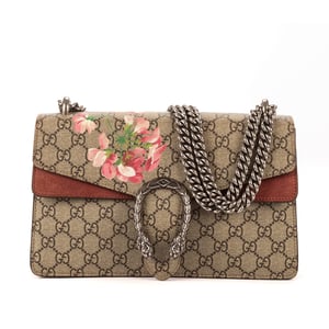 Gucci Blooms Dionysus Small en Beige/Borgoña Lienzo recubierto