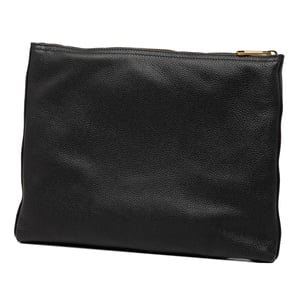 Cartera de mano con logo de cuero mediana de segunda mano