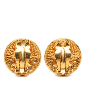 Pendientes Clip On de Medallón de Escudo de Armas Baño de Oro de Segunda Mano