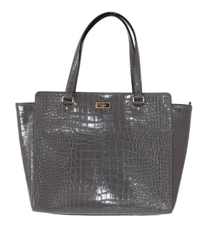 Bolso de Mano Elissa Bristol Drive de Cuero con Grabado de Cocodrilo Gris de Kate Spade
