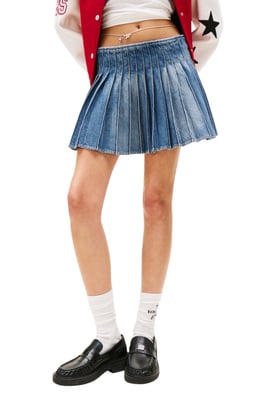 Falda Mini de Mezclilla Plisada