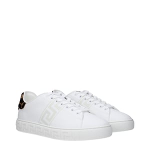 Zapatillas bajas de cuero blanco Versace
