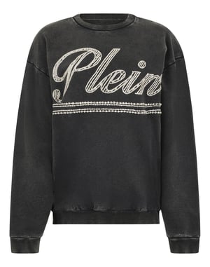 Washed Open Back Sweatshirt Strass Signature