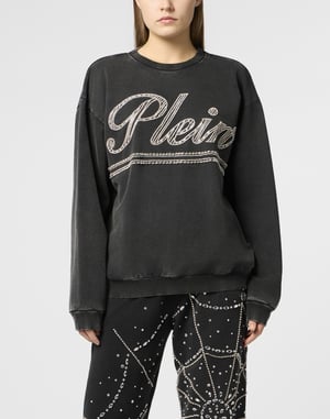 Washed Open Back Sweatshirt Strass Signature