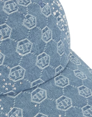 Denim Baseball Cap Monogram Strass