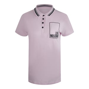 Polo Rosa Con Logo Pequeño De Love Moschino