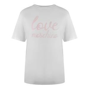 Camiseta Blanca Con Logo Rosa Intenso De Love Moschino
