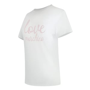Camiseta Blanca Con Logo Rosa Intenso De Love Moschino