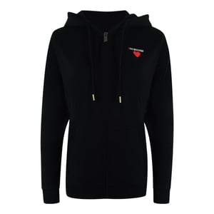Sudadera Con Capucha Negra Con Cremallera Y Logo De Corazón Pequeño Y Llamativo De Love Moschino