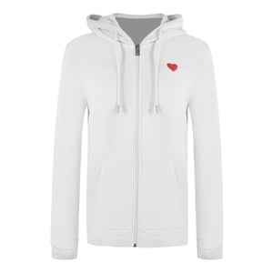 Sudadera Blanca Con Cremallera Y Logo De Corazón Rojo Pequeño De Love Moschino