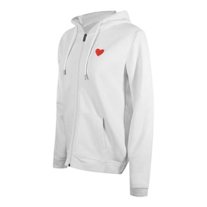 Sudadera Blanca Con Cremallera Y Logo De Corazón Rojo Pequeño De Love Moschino