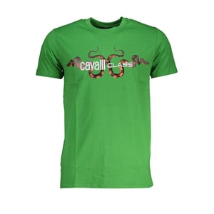 Camiseta de Algodón Verde para Hombre Cavalli Class