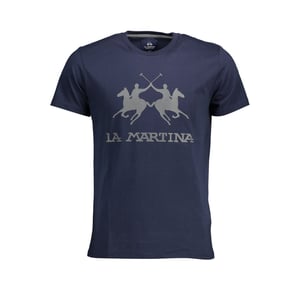 La Martina Camiseta de Algodón de Cuello Redondo Chic en Azul