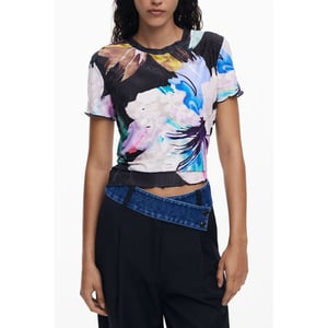 Camiseta de mujer de poliéster negra Desigual
