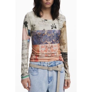 Camiseta de mujer Desigual de viscosa beige