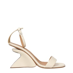 Sandalias de Plataforma de Cuero Beige Off-White
