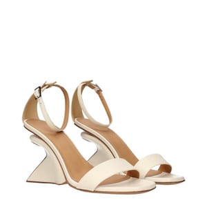 Sandalias de Plataforma de Cuero Beige Off-White