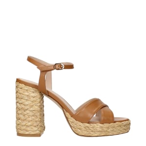 Sandalias de plataforma de cuero marrón Stuart Weitzman