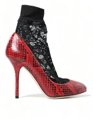 Zapatos de tacón con calcetas de cuero Ayers rojo de Dolce & Gabbana