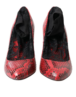 Zapatos de tacón con calcetas de cuero Ayers rojo de Dolce & Gabbana
