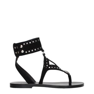 Sandalias de chanclas de cuero negro Isabel Marant