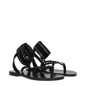 Sandalias de chanclas de cuero negro Isabel Marant