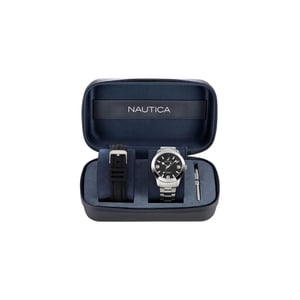 Reloj de vestir de acero inoxidable gris NAUTICA