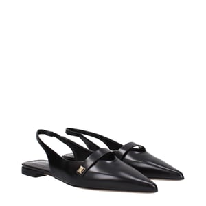 Max Mara Bailarinas Negras de Cuero