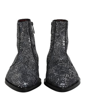 Botines Chelsea de algodón gris oscuro con lentejuelas de Dolce & Gabbana