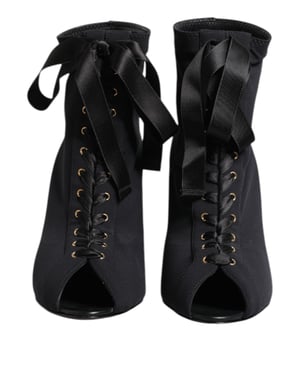 Botas de tacón alto negro con cordones Dolce & Gabbana