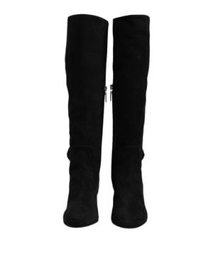Botas altas de cuero de ante negro Dolce & Gabbana