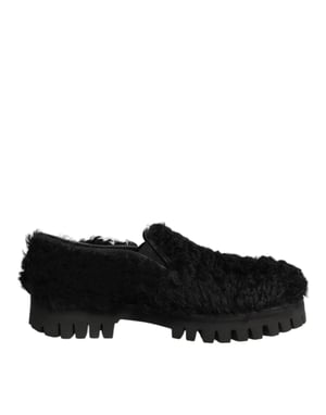 Zapatillas de Piel de Piel de Oveja Negra Dolce & Gabbana para Hombre