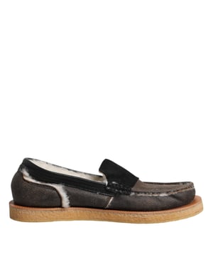 Mocasines de Cuero de Ternera Marrón y Blanco de Dolce & Gabbana