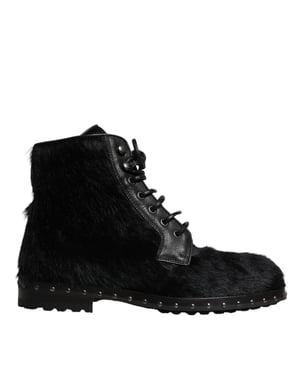 Botas de cuero negras estilo pony de Dolce & Gabbana hasta la mitad de la pantorrilla