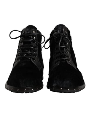 Botas de cuero negras estilo pony de Dolce & Gabbana hasta la mitad de la pantorrilla