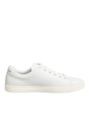 Zapatillas de cuero blanco con parche de corazón sagrado de Dolce & Gabbana