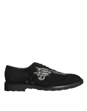 Zapatos Formales de Encaje en Ante Negro Sicilia de Dolce & Gabbana