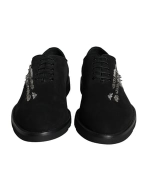 Zapatos Formales de Encaje en Ante Negro Sicilia de Dolce & Gabbana